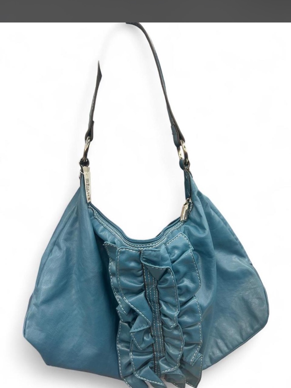 New York & Company Teal Ruffle Hobo Bag